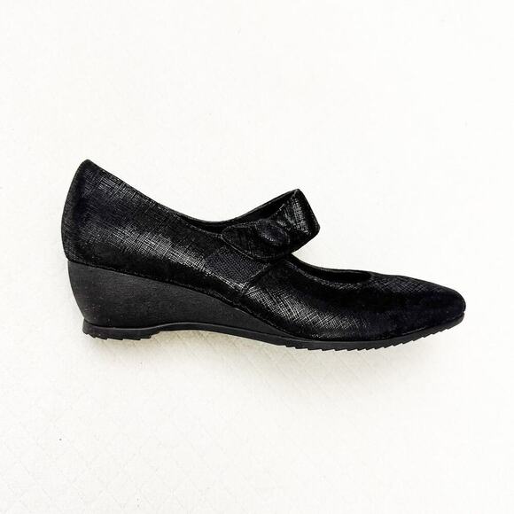 Munro Black Leather Mary Jane Wedge Rubber Sole Comfort Shoes Size 8 - Picture 8 of 8